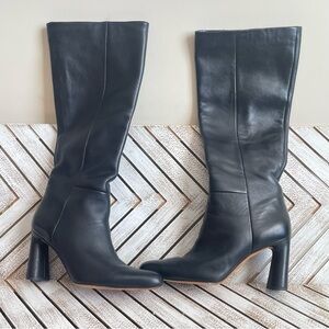 Vince Womens Highland Black Leather Heels Tall Knee-High Boots Shoes Sz 8